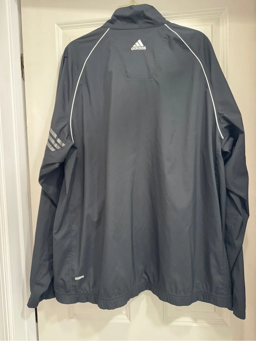 adidas Black Men's Lightweight Windbreaker with Reflective Trim; size XL